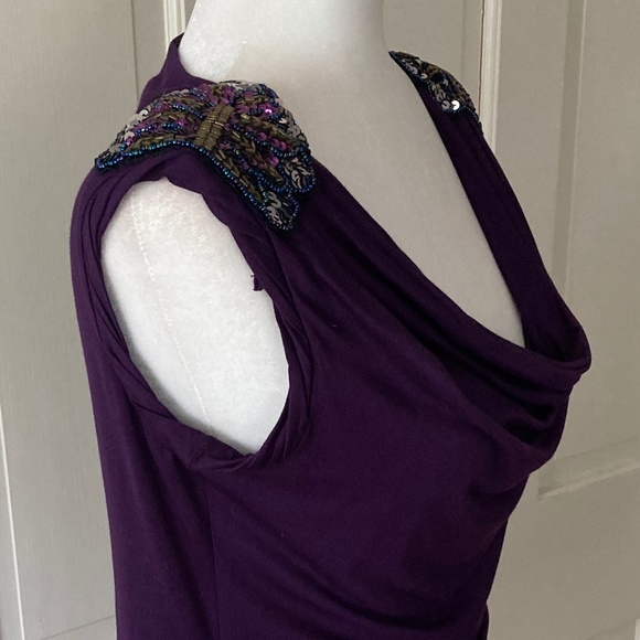 twenty-one Sleeveless Cowl Neck Knit Top w Embellished Shoulders SIZE S/P - Picture 5 of 13
